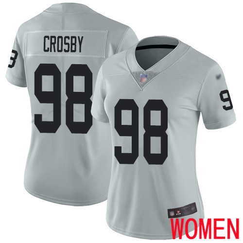 Oakland Raiders Limited Silver Women Maxx Crosby Jersey NFL Football 98 Inverted Legend Jersey